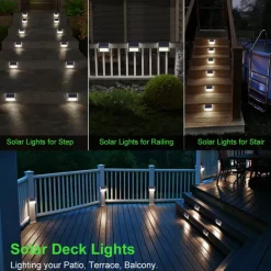 2pcs Outdoor Solar Step Light Stair Night Light Garden Courtyard Waterproof Solar Fence Corner Lighting Decoration Waterproof Stair Light