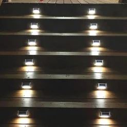 2pcs Outdoor Solar Step Light Stair Night Light Garden Courtyard Waterproof Solar Fence Corner Lighting Decoration Waterproof Stair Light