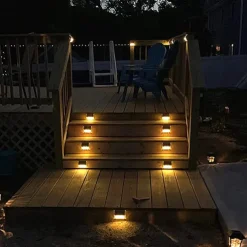 2pcs Outdoor Solar Step Light Stair Night Light Garden Courtyard Waterproof Solar Fence Corner Lighting Decoration Waterproof Stair Light