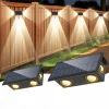 2pcs Outdoor Solar Waterproof Wall Lamp - 4 LED Beams for Courtyard, Balcony, Fence, Steps, Eaves and Porch Lighting