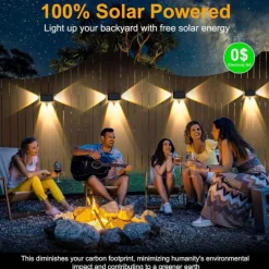 2pcs Outdoor Solar Waterproof Wall Lamp - 4 LED Beams for Courtyard, Balcony, Fence, Steps, Eaves and Porch Lighting