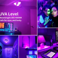 2PCS 1PC LED Black UV Halloween Purple Light Bulb 9.5W Black Bulb Replacement Up to 100W Black light UVA Level 385-400nm A19 Spooky Halloween Atmosphere