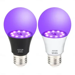2PCS 1PC LED Black UV Halloween Purple Light Bulb 9.5W Black Bulb Replacement Up to 100W Black light UVA Level 385-400nm A19 Spooky Halloween Atmosphere