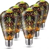 6pcs 3pcs 1pc 3D Firework Light Bulb ST64 LED Bulb 5W E27 E26 RGB Fairy Star Shine Decor Bulb Party Bulb Stained Glass Bulb AC220V AC120V