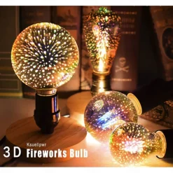 6pcs 3pcs 1pc 3D Firework Light Bulb ST64 LED Bulb 5W E27 E26 RGB Fairy Star Shine Decor Bulb Party Bulb Stained Glass Bulb AC220V AC120V