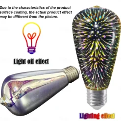 6pcs 3pcs 1pc 3D Firework Light Bulb ST64 LED Bulb 5W E27 E26 RGB Fairy Star Shine Decor Bulb Party Bulb Stained Glass Bulb AC220V AC120V