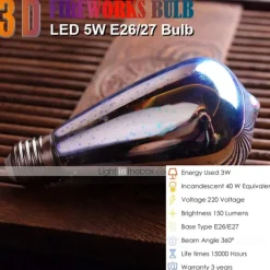 6pcs 3pcs 1pc 3D Firework Light Bulb ST64 LED Bulb 5W E27 E26 RGB Fairy Star Shine Decor Bulb Party Bulb Stained Glass Bulb AC220V AC120V
