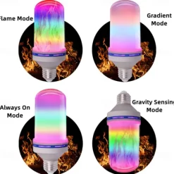3pcs 2pcs 1pc LED Flame Lantern Decorations E27 4 Modes 96 LEDs Dynamic Flame Blue Light Creative Corn Bulb Flame Simulation Effect Night light for Halloween