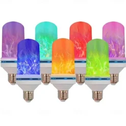 3pcs 2pcs 1pc LED Flame Lantern Decorations E27 4 Modes 96 LEDs Dynamic Flame Blue Light Creative Corn Bulb Flame Simulation Effect Night light for Halloween
