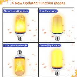 3pcs 2pcs 1pc LED Flame Lantern Decorations E27 4 Modes 96 LEDs Dynamic Flame Blue Light Creative Corn Bulb Flame Simulation Effect Night light for Halloween