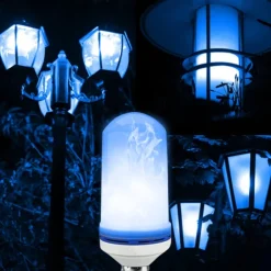 3pcs 2pcs 1pc LED Flame Lantern Decorations E27 4 Modes 96 LEDs Dynamic Flame Blue Light Creative Corn Bulb Flame Simulation Effect Night light for Halloween