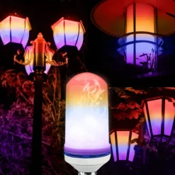 3pcs 2pcs 1pc LED Flame Lantern Decorations E27 4 Modes 96 LEDs Dynamic Flame Blue Light Creative Corn Bulb Flame Simulation Effect Night light for Halloween