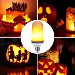 3pcs 2pcs 1pc LED Flame Lantern Decorations E27 4 Modes 96 LEDs Dynamic Flame Blue Light Creative Corn Bulb Flame Simulation Effect Night light for Halloween