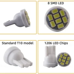 10pcs 4pcs 2pcs 0.8W LED Light Bulb 100lm T10 8 LED Beads SMD 2835 for License Plate Dome Map Light 12V
