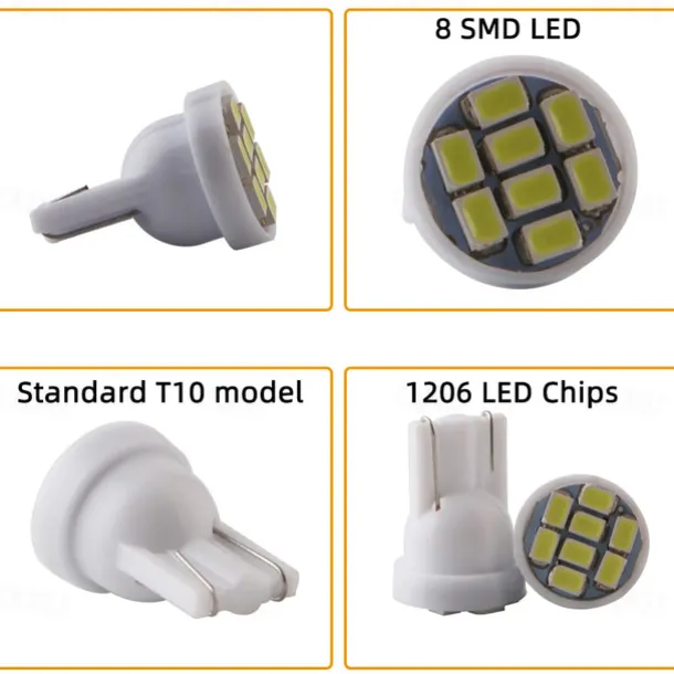10pcs 4pcs 2pcs 0.8W LED Light Bulb 100lm T10 8 LED Beads SMD 2835 for License Plate Dome Map Light 12V