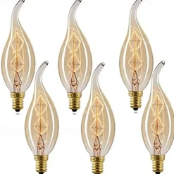 10pcs 6pcs 4pcs 40W Vintage Edison Light Bulbs Antique Incandescent Bulb E14 C35L Candle Pendant Light Warm Yellow 2200-2700k Retro Dimmable Decorative 220-240V