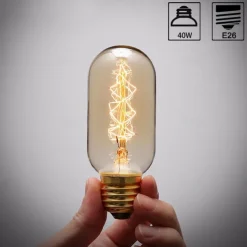 8pcs 6pcs T45 Vintage Edison Incandescent Light Bulb 40W Dimmable Antique Tubular Filament Warm White E26/E27 Amber Lamp for Home Light Fixtures Decorative AC220V AC110V