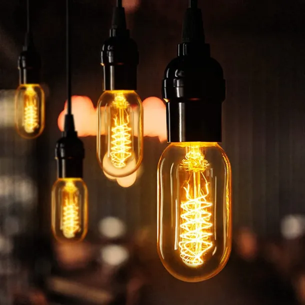 8pcs 6pcs T45 Vintage Edison Incandescent Light Bulb 40W Dimmable Antique Tubular Filament Warm White E26/E27 Amber Lamp for Home Light Fixtures Decorative AC220V AC110V