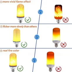 3pcs 2pcs 6W E26 E27 LED Fire Flame Effect Light Bulb 4 Modes Fire Flickering Bulbs for Christmas/Halloween Decoration Atmosphere Lighting with Gravity Sensor