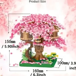 2028PCS Pink Sakura Tree House Building Blocks - Cherry Blossom DIYToys for Kids - Perfect Gift ldea! (Not Sets)