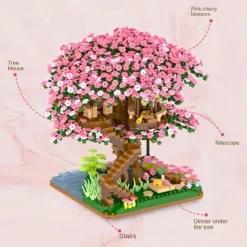 2028PCS Pink Sakura Tree House Building Blocks - Cherry Blossom DIYToys for Kids - Perfect Gift ldea! (Not Sets)