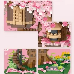 2028PCS Pink Sakura Tree House Building Blocks - Cherry Blossom DIYToys for Kids - Perfect Gift ldea! (Not Sets)