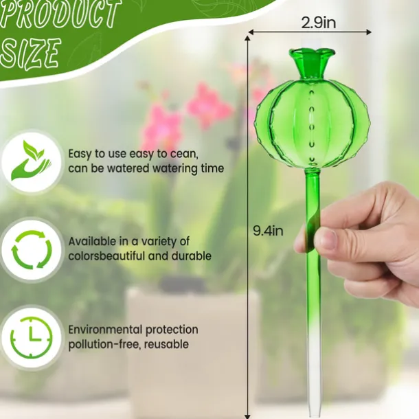 2pcs Plant Watering Globes Hand-Blown Plant Watering Devices, Self Watering Globes Watering Globes for Indoor Plants Cactus Plant Watering Bulbs