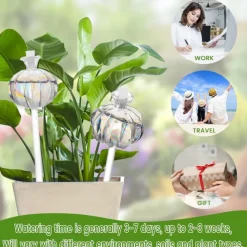 2pcs Plant Watering Globes Hand-Blown Plant Watering Devices, Self Watering Globes Watering Globes for Indoor Plants Cactus Plant Watering Bulbs