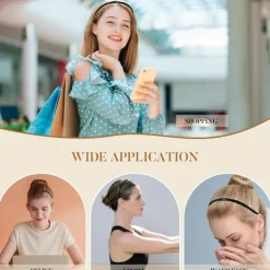 4PCS Plastic Thin Skinny Headbands - Headbands for Women - Plain Headband for Girls DIY - Hair Bands Teeth Comb Headbands Halloween Comb - Black