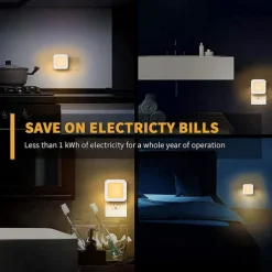 2pcs Plug In Night Light Twilight Sensor Dimmable Warmwhite Wireless Cabinet Light EU US UK for Kids Bedroom Auto Dusk to Dawn Sensor LED Night Lamp