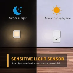 2pcs Plug In Night Light Twilight Sensor Dimmable Warmwhite Wireless Cabinet Light EU US UK for Kids Bedroom Auto Dusk to Dawn Sensor LED Night Lamp