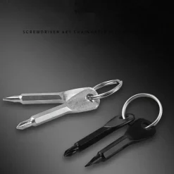 2pcs Portable Phillips & Slotted Screwdriver Key Ring Set - Multi-Functional Mini Pocket Repair Tool Gadget for Camping Accessories