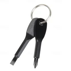 2pcs Portable Phillips & Slotted Screwdriver Key Ring Set - Multi-Functional Mini Pocket Repair Tool Gadget for Camping Accessories