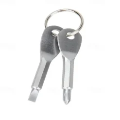 2pcs Portable Phillips & Slotted Screwdriver Key Ring Set - Multi-Functional Mini Pocket Repair Tool Gadget for Camping Accessories