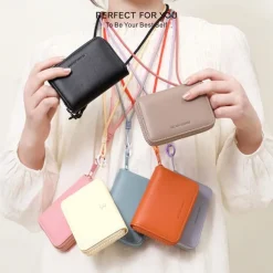 1PCS portable PU fashionable and high-end women's wallet multifunctional with hanging rope and large capacity women's card bag