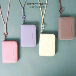 1PCS portable PU fashionable and high-end women's wallet multifunctional with hanging rope and large capacity women's card bag