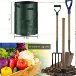 4pcs Potato Grow Bags 10 Gallon Grow Bags With Flap And Handles Plant Container Planter Pot For Potato Tomato And Vegetables Green