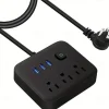 1Pcs Power Strip Surge Protecto Flat Plug Desktop Charging Station With Overload Protection For Home Office Travel Computer