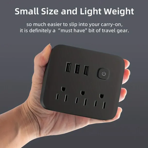 1Pcs Power Strip Surge Protecto Flat Plug Desktop Charging Station With Overload Protection For Home Office Travel Computer