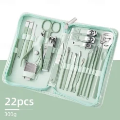 22pcs Professional Nail Clippers Pedicure Kit Stainless Steel Toenails Nail Files Ear Spoon, Grooming Kit For Travel