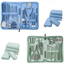 22pcs Professional Nail Clippers Pedicure Kit Stainless Steel Toenails Nail Files Ear Spoon, Grooming Kit For Travel