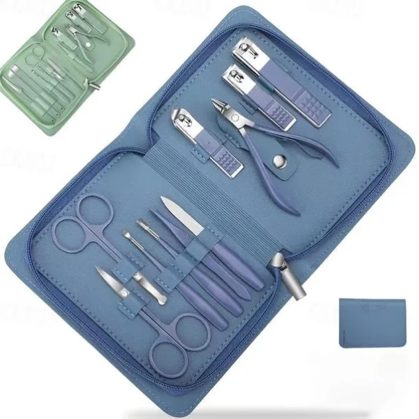 22pcs Professional Nail Clippers Pedicure Kit Stainless Steel Toenails Nail Files Ear Spoon, Grooming Kit For Travel