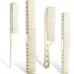 4pcs Professional Stainless Steel Comb Space Aluminum Comb For All Hair Types Hair Styling Comb Fine Cutting Comb Rat Tail Comb Detangling Comb