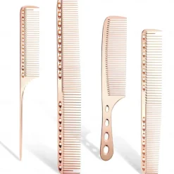 4pcs Professional Stainless Steel Comb Space Aluminum Comb For All Hair Types Hair Styling Comb Fine Cutting Comb Rat Tail Comb Detangling Comb