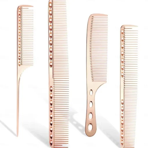 4pcs Professional Stainless Steel Comb Space Aluminum Comb For All Hair Types Hair Styling Comb Fine Cutting Comb Rat Tail Comb Detangling Comb