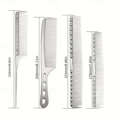 4pcs Professional Stainless Steel Comb Space Aluminum Comb For All Hair Types Hair Styling Comb Fine Cutting Comb Rat Tail Comb Detangling Comb