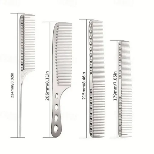 4pcs Professional Stainless Steel Comb Space Aluminum Comb For All Hair Types Hair Styling Comb Fine Cutting Comb Rat Tail Comb Detangling Comb