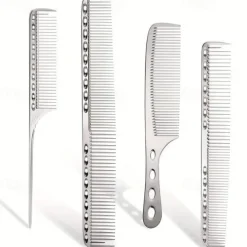 4pcs Professional Stainless Steel Comb Space Aluminum Comb For All Hair Types Hair Styling Comb Fine Cutting Comb Rat Tail Comb Detangling Comb