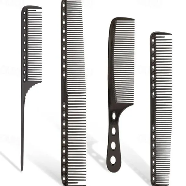 4pcs Professional Stainless Steel Comb Space Aluminum Comb For All Hair Types Hair Styling Comb Fine Cutting Comb Rat Tail Comb Detangling Comb