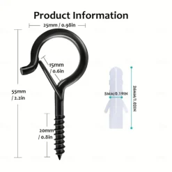 20pcs Q-Hanger Screw Hooks with Safety Buckles - Fashion Metal Outdoor Lights Hanging Kits for Christmas Fairy & String Lights - Easy Release, 2.2 Inch Length